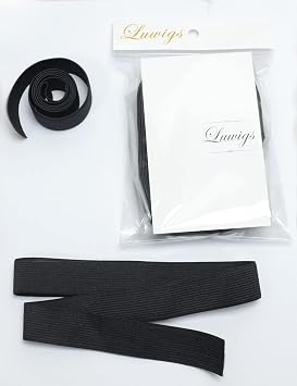 Luwigs Black Elastic Bands Wig Accessories for Making Wigs/Lace Frontal/Lace Closure 2.5cm Width 6pcs Elastic Band, 6pcs