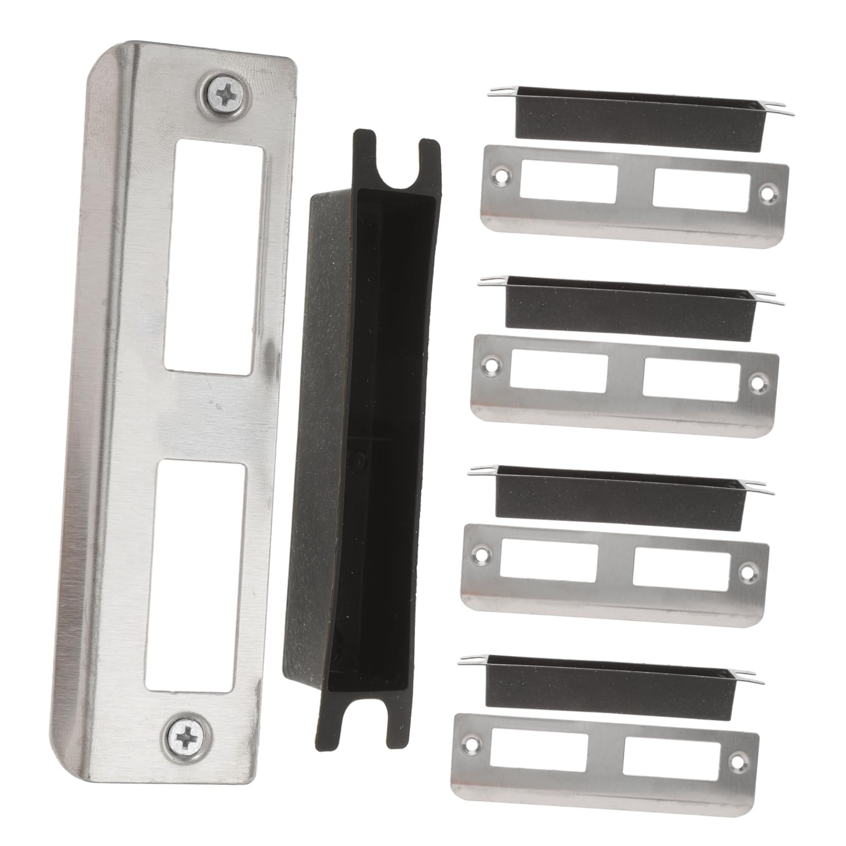 WOONEKY 5pcs guide sheet door hole cover plate door jamb door reinforcement plate door guardian door striker plates deadbolt installation kit repair suite Accessories Stainless steel