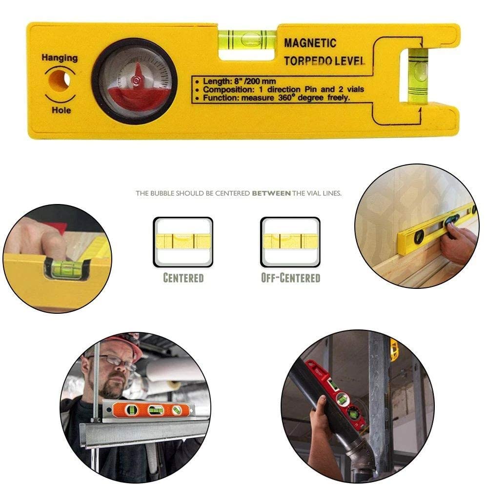 SEAHAVEN 8-inch Magnetic Torpedo Level with 1 Direction Pin, 2 Vials and 360 Degree View 4