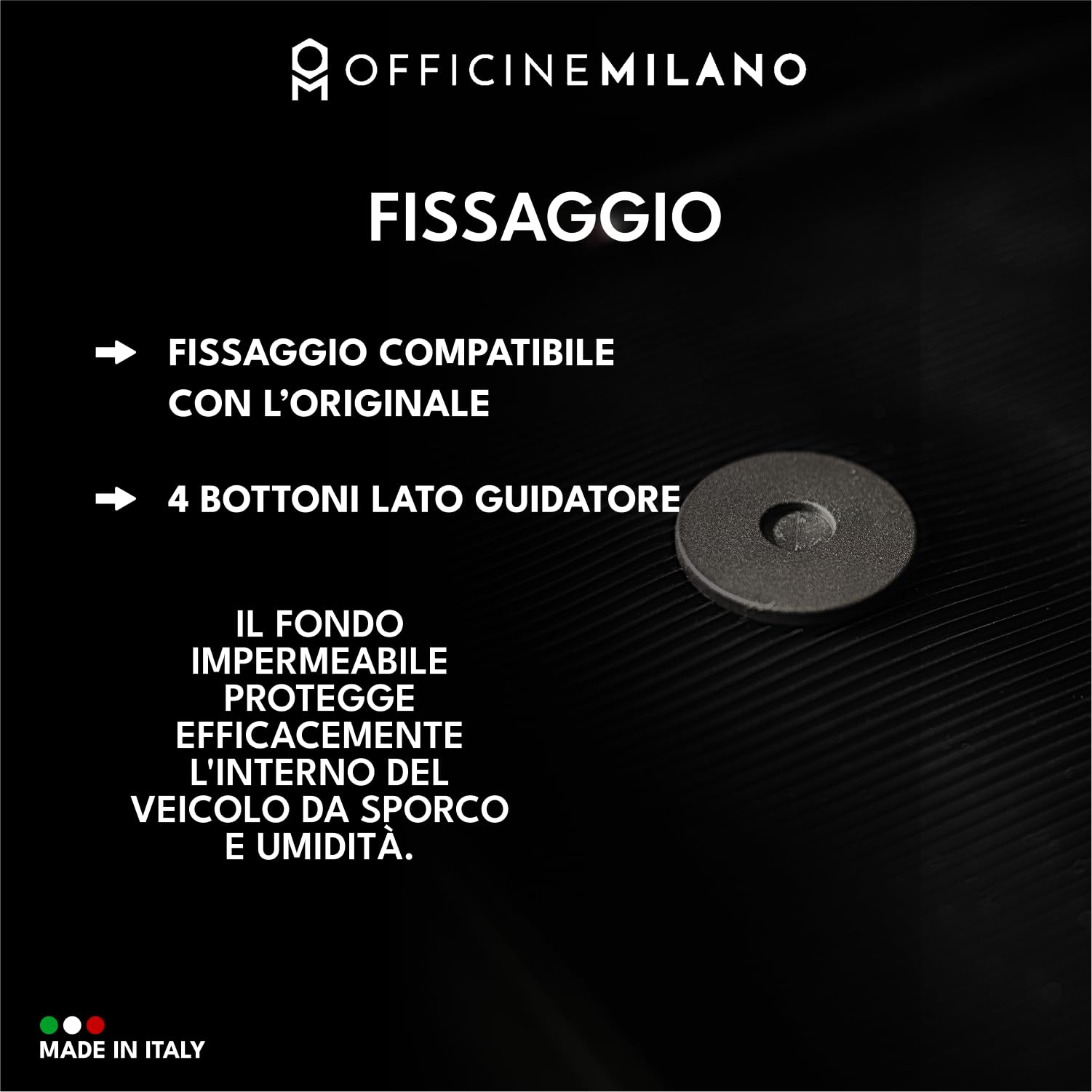 4 Tappetini in Moquette per Opel Corsa D/E dal 2006 al 2019, Fondo Antiscivolo con Battitacco in PVC - Alta Qualità - Made in Italy - OFFICINE MILANO
