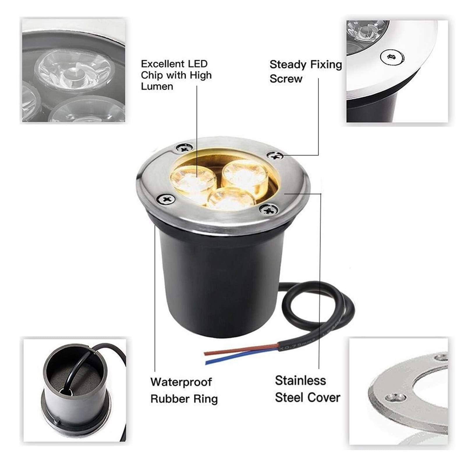 4PCS Illuminazione Subacquea - Faretto Subacqueo A LED - Luce Subacquea A LED, Luce Sotterranea 3W, Luce Di Paesaggio Ultra-sottile Impermeabile IP68, Utilizzato Per Illuminazione Esterna E Subacquea(