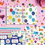 Konsait 24 Sheets Happy Birthday Scrapbook Paper 12x12, Colorful Birthday Patterned Paper Double Sided Scrapbook Paper Decorative Paper for Greeting Card Making Scrapbook Supplies