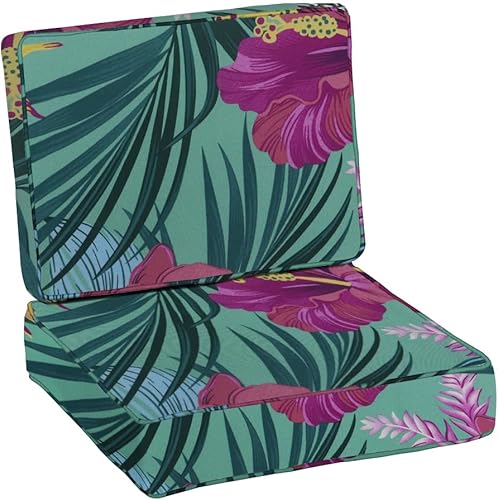 Miniatura 2 de BELLRINO Juego de 2 fundas de cojín decorativas para patio, impermeables, para exteriores, de 24 x 24 x 4 pulgadas, para silla, asiento, jardín,