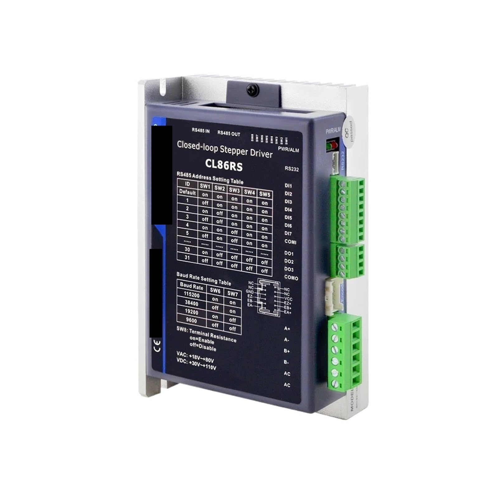 2RD58I8PM Stepper Motor Driver Modbus RS485 Nema34 Closed Loop 2.1-8.0A 30-110VDC or 18-80VAC for Nema 34 Step