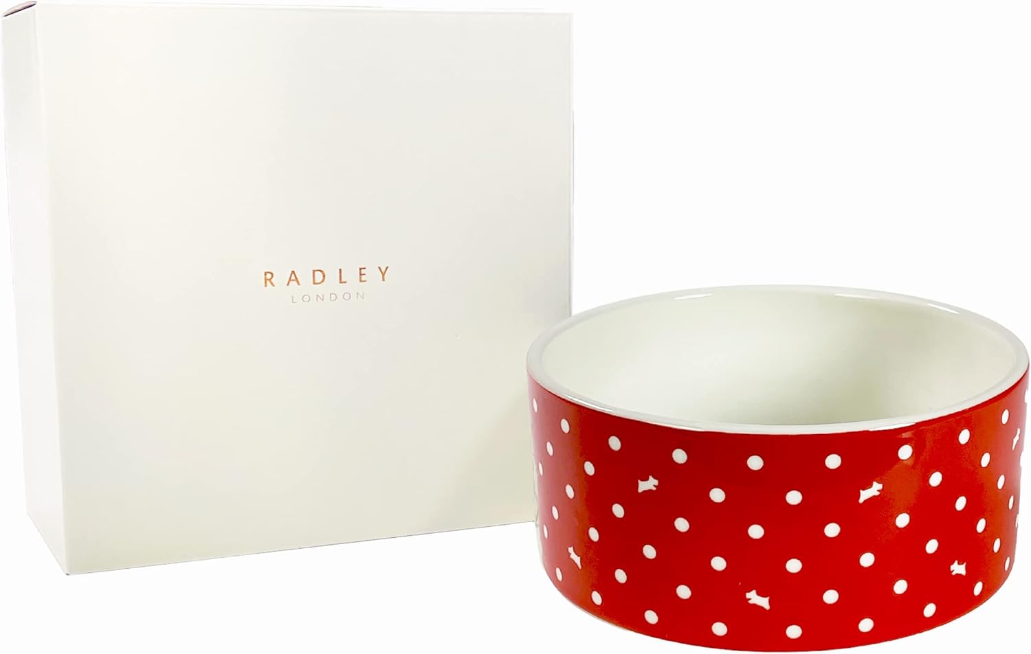 Radley London 30 Ounce Ceramic Dog Bowl, Dishwasher Safe, Cute Red Pet