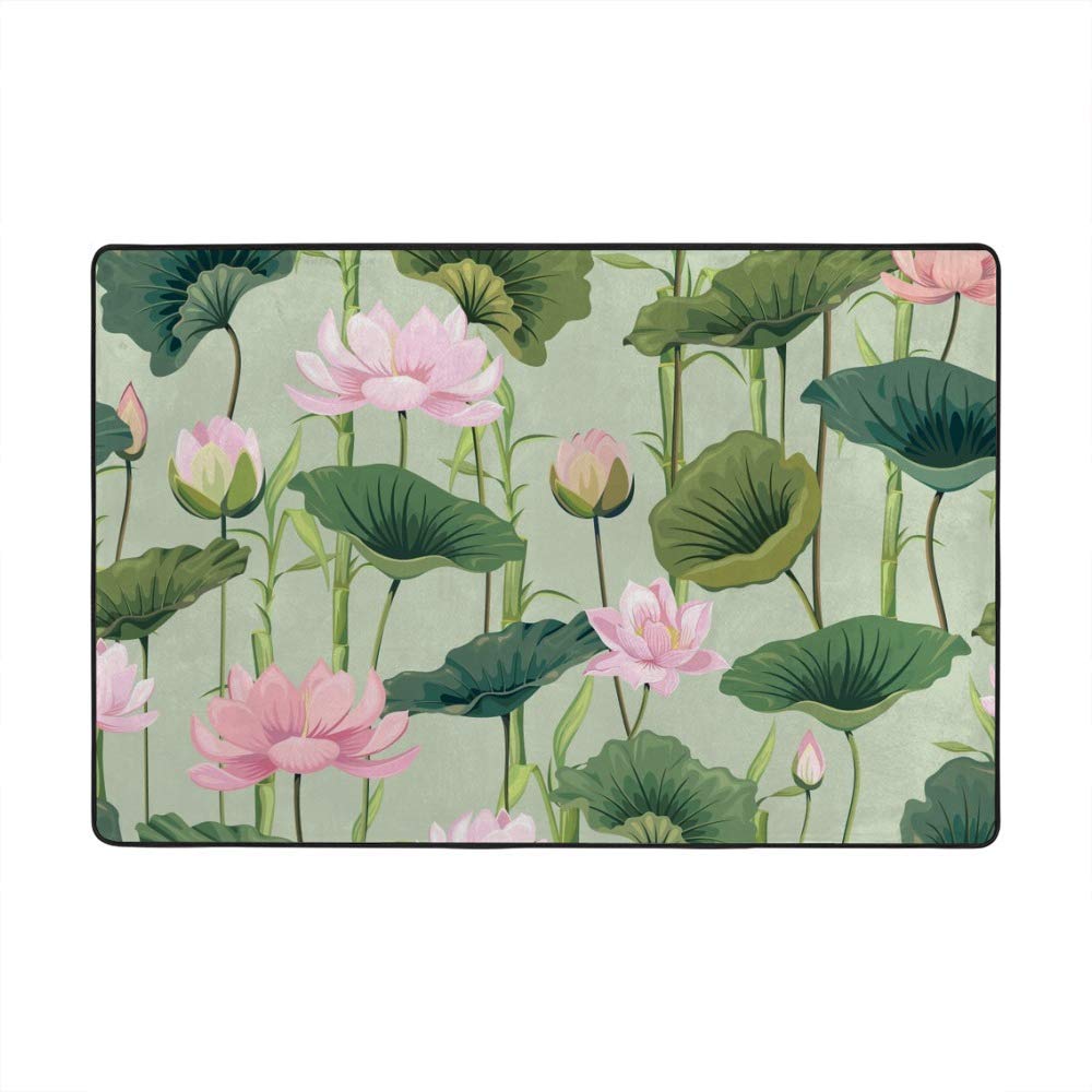 Tapis élégant lotus vert 152x99 cm de style oriental