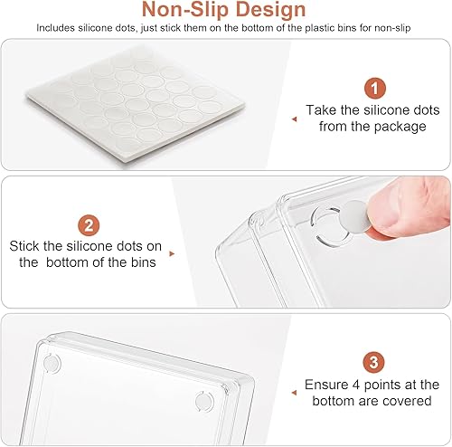 Miniatura 5 de SMARTAKE Juego de 6 organizadores de cajones de plástico transparente, organizador de cajones de escritorio antideslizante de gran tamaño, bandejas
