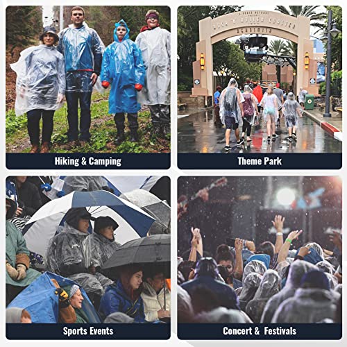 Newbyinn 6 Pack Disposable Rain Ponchos for Adults, Clear Plastic Rain Poncho with Drawstring Hood for Men Women Emergency Travel Hiking Theme Park Camping - Image 6