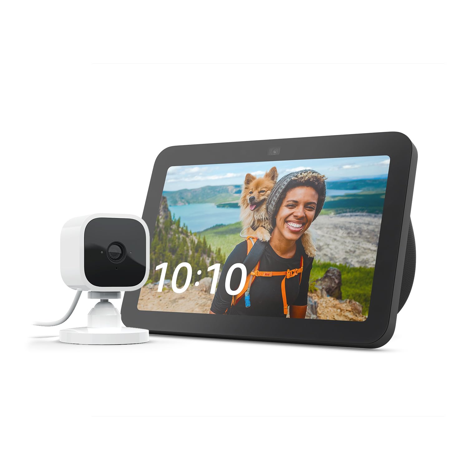 Echo Show 8 (3rd generation) | Charcoal + Blink Mini Indoor smart security camera | White, Works with Alexa - Smart Home Starter Kit