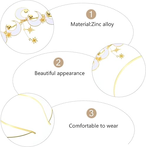 Miniatura 8 de NOLITOY Moon Stars Crown- Crystal Goddess Angel Crown Headband Rhinestone Wedding Tiara Glitter Floral Bridal Hair Band Headpiece Accessories for