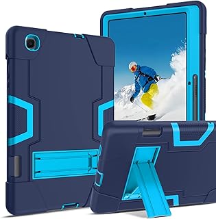 Samsung Galaxy Tab S6 Lite Case YINLAI with Pencil Holder 3 in 1 Rubber Shockproof Heavy Duty Protective Kickstand Tablet Covers for Samsung Galaxy Tab S6 Lite 10.4 inch 2020 (P610/P615), Navy Blue