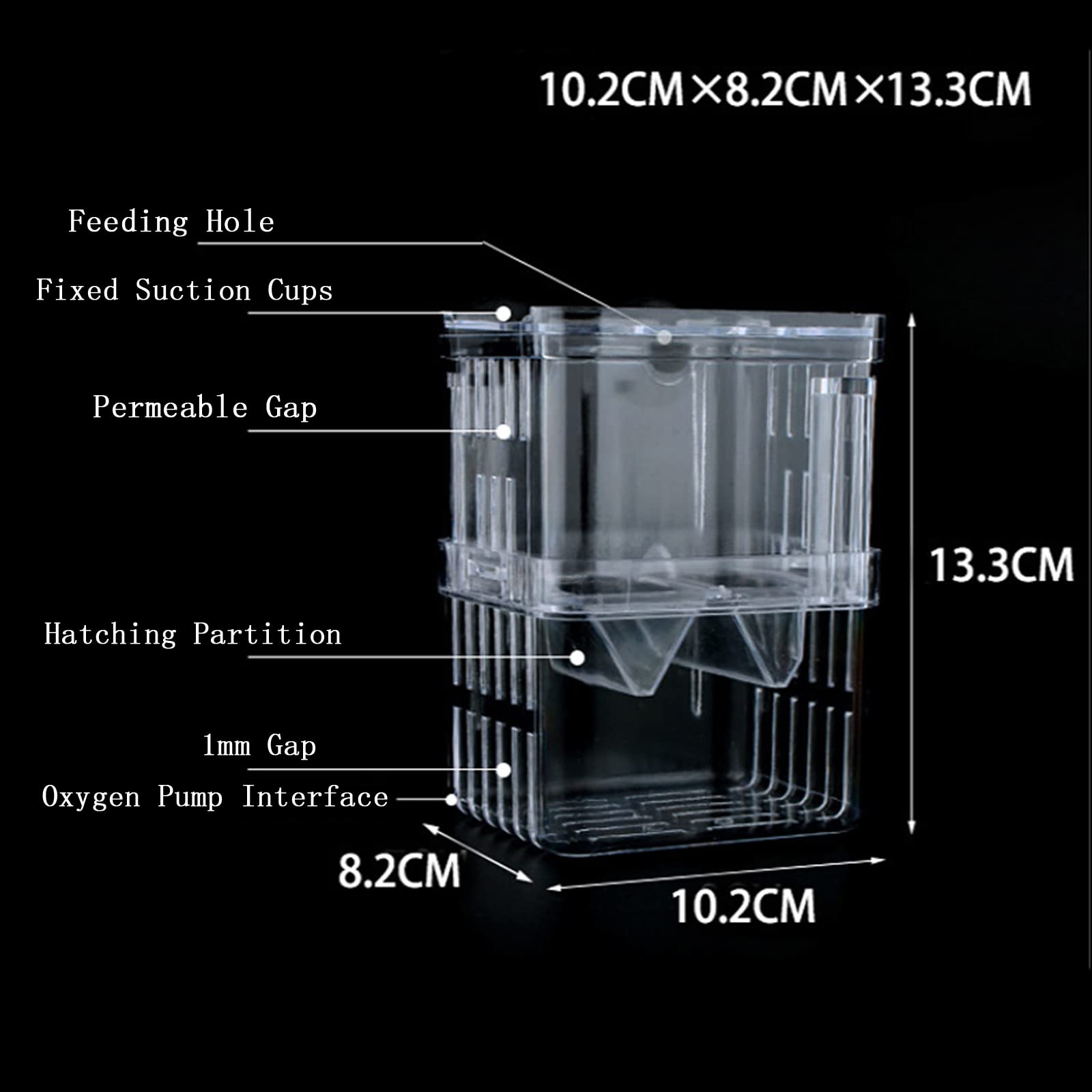 Scatola Allevamento Per Acquario A Doppio Strato | Divisore Per Pesci Tropicali | 13,5x10,5x7 Cm - Foto 4