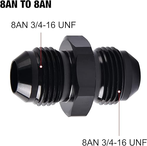 Miniatura 42 de EVIL ENERGY 6AN Macho a Macho Flare Acoplador Unión Recta Manguera de Combustible Adaptador Adaptador Negro 2PCS