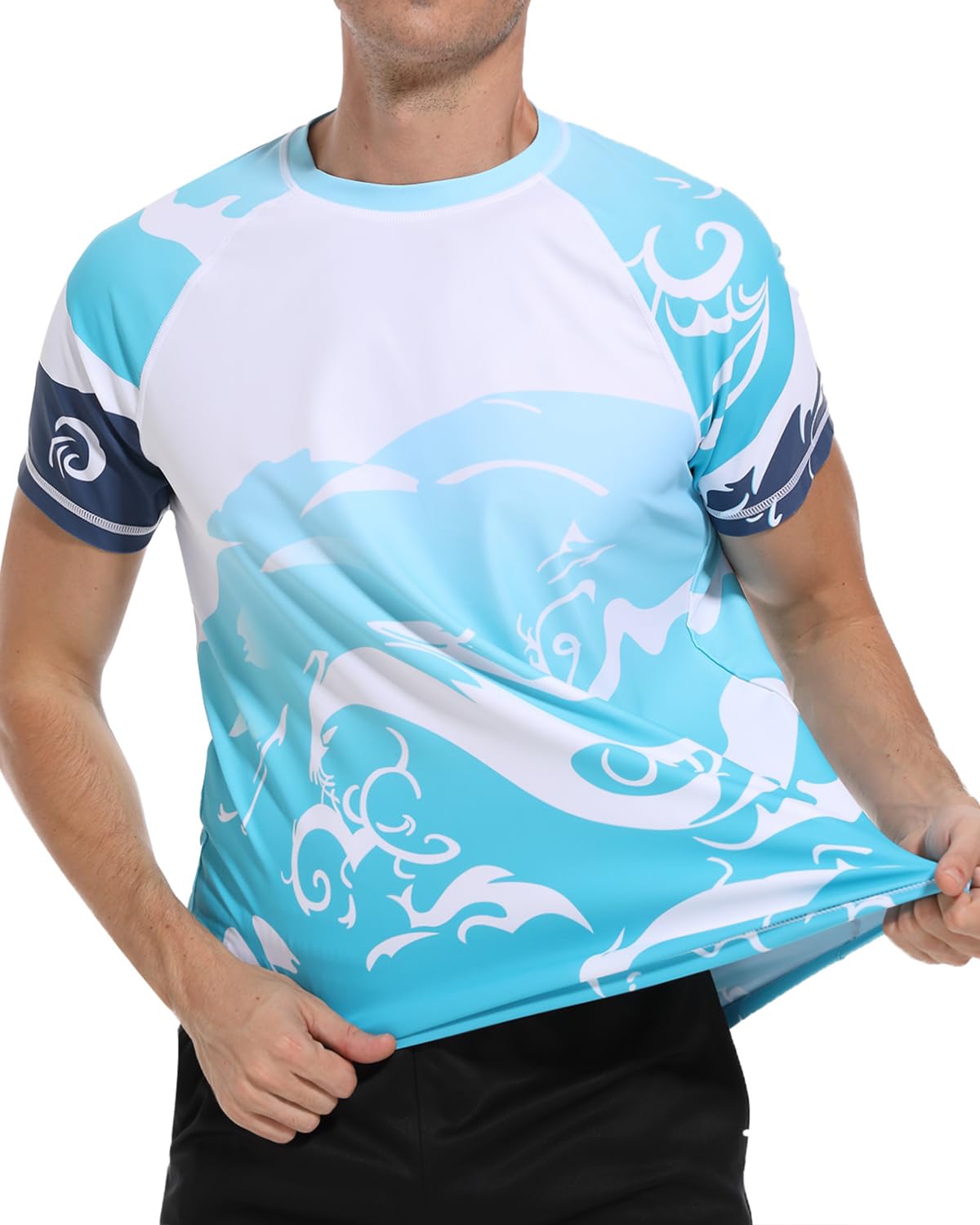 VAYAGER Rash Guard UPF 50+, Maglietta da Bagno da Uomo, a Maniche Corte, ad Asciugatura Rapida, vestibilità Comoda, per Surf