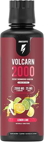 Miniatura 29 de InnoSupps Volcarn 2000 - L-Carnitina líquida, estimula la energía, sin cafeína ni edulcorantes artificiales, 32 porciones. Anillos de melocotón y