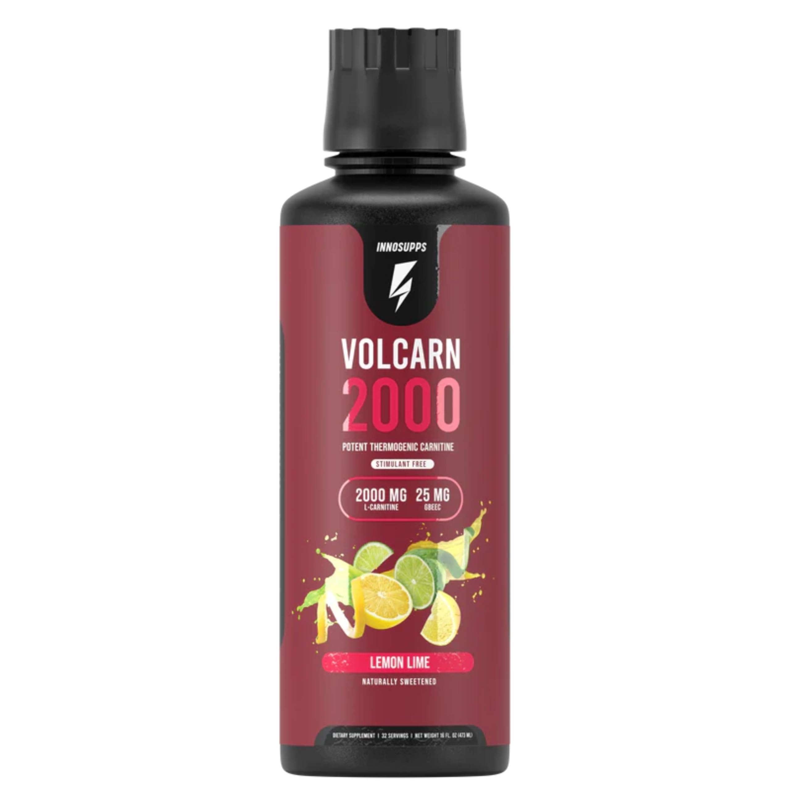 InnoSuppsVolcarn 2000 - Liquid L-Carnitine, Boost Energy, Caffeine Free, No Artificial Sweeteners, 32 Servings (Lemon Lime)