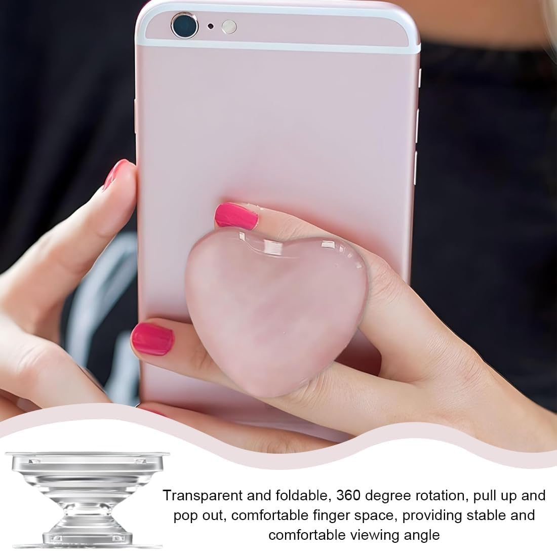 Handy Socket Rosa Griffhalter Mit Herz – 2 Stück, Einziehbarer Standfuß Für Smartphones