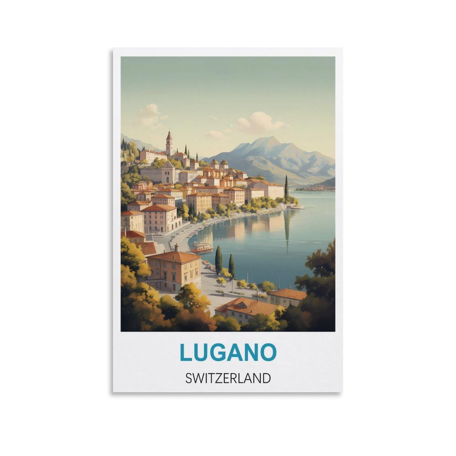 Tin Signs Retro,Lugano Switzerlands Travel Tin Signs Metal Poster Wall Decor Office Cafe Bathroom Badroom 30x40cm
