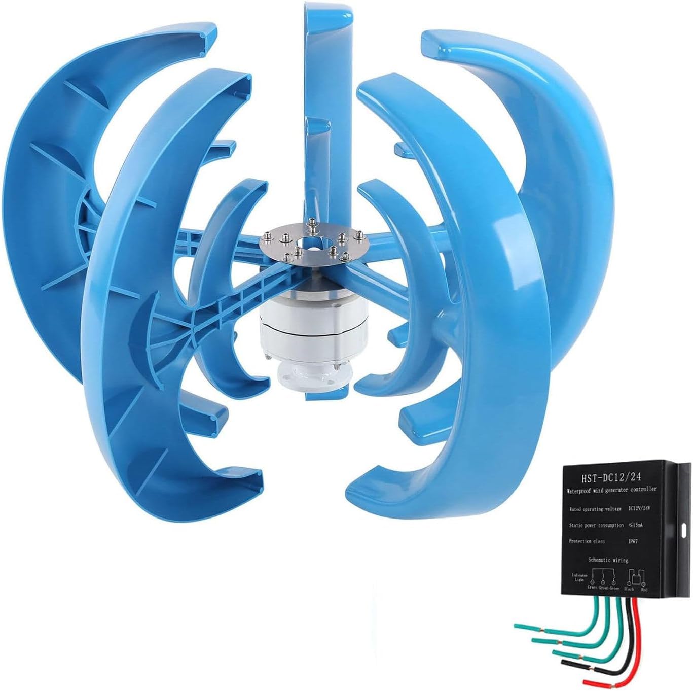 Wind Turbine Generator,Efficient 24V Vertical Axis Wind Turbine Generator - 3-Phase Permanent Magnet Motor for Home, Garden, Boat & Industrial Use - Eco-Friendly Wind Power Solution