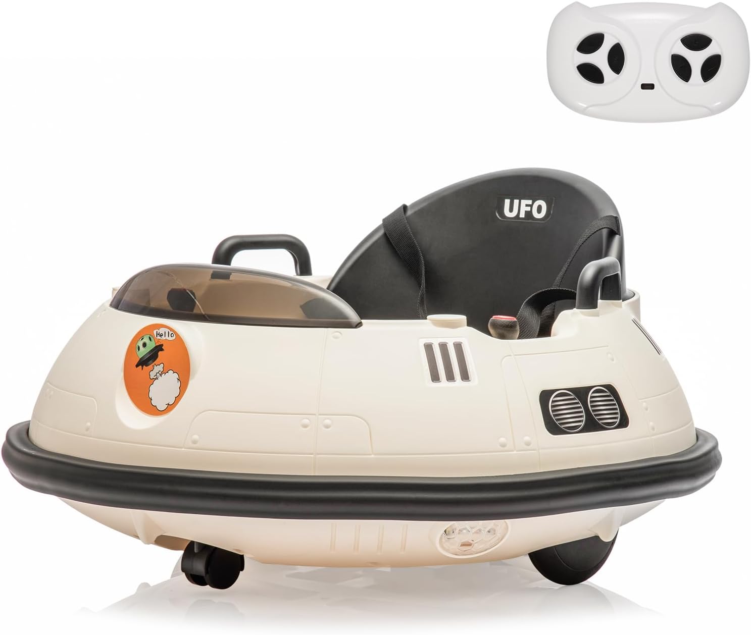 Ride On Bumper Car, 12V Kids Bumper Car with Remote Control, Electric Ride On Toys for Toddlers, 360° Spin Wheels, LED Lights, 5-Point Safety Belt & Music