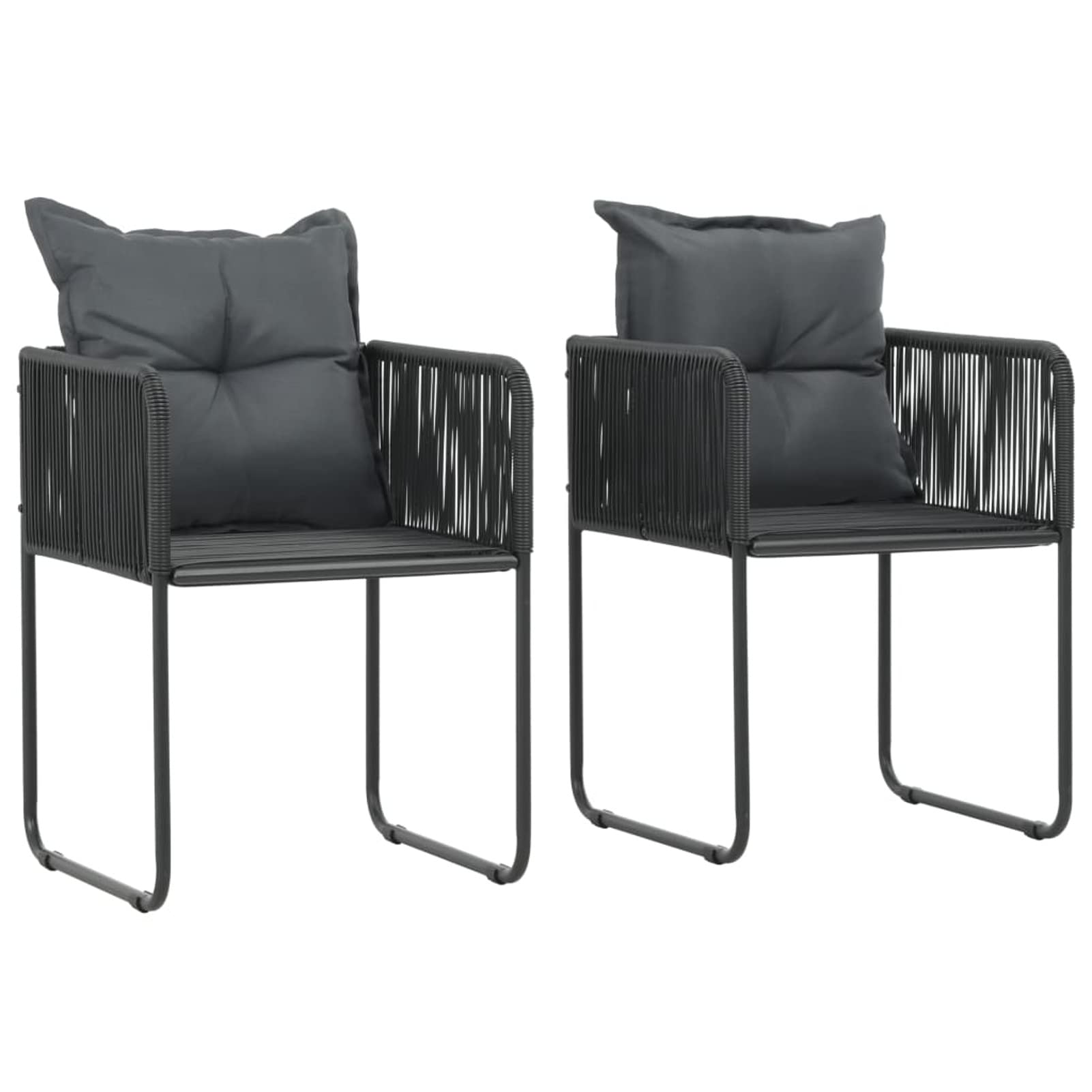 Chaise de jardin en résine tressée noire avec oreiller confortable pour repas