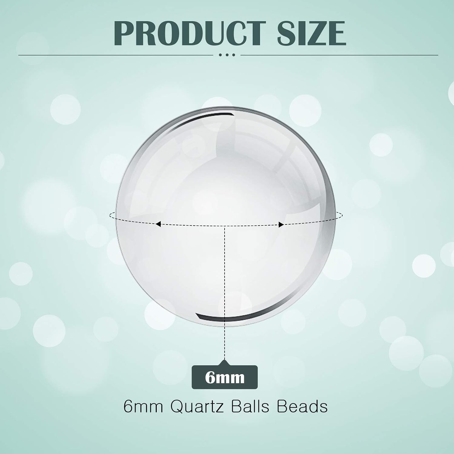 60 Pieces Quartz Pearl Balls Quartz Beads Balls Insert Quartz Pearls for Jewelry Making Decorations Supplies (Transparent,6 mm)
