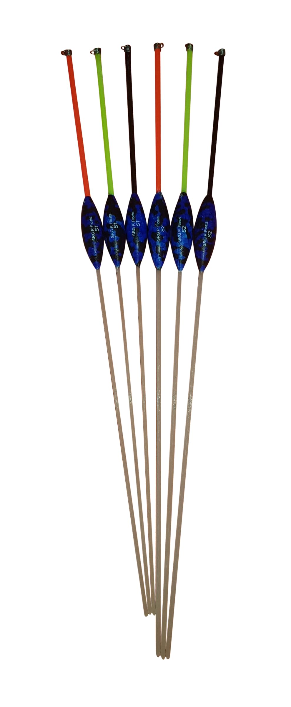 SRG Pole Floats SRG109 Pack of 4 x Pole Floats 'Hybrid' Power Paste Fiberglass Stem choose from (Size 1 and Size 2) (4 x Size 2 (2 x Black, 2 x Yellow))