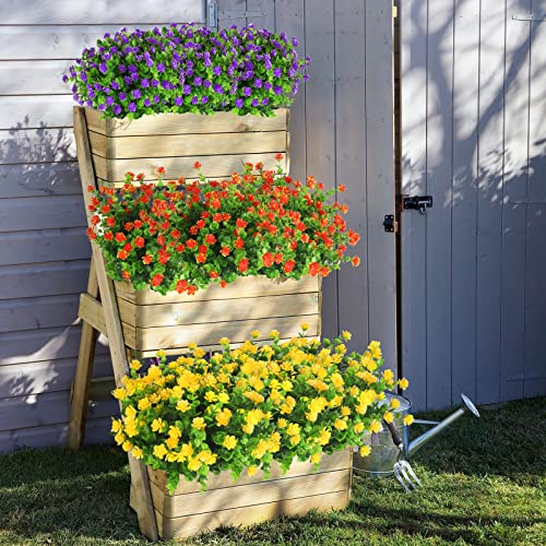 20 Bundles Artificial Flowers Outdoor Fake Flowers For Home Decoration, Uv Resistant Faux Plastic Greenery Shrubs Plants For Hanging Garden Porch Window Box Décor In Bulk Wholesale, 5 Colors #TOP3