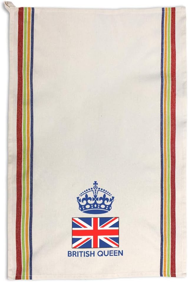 Style In Print Custom Decor Kitchen Towels British Queen Crown Countries Countries Queen Cleaning Supplies Dish Towels Multi Stripe Design Only