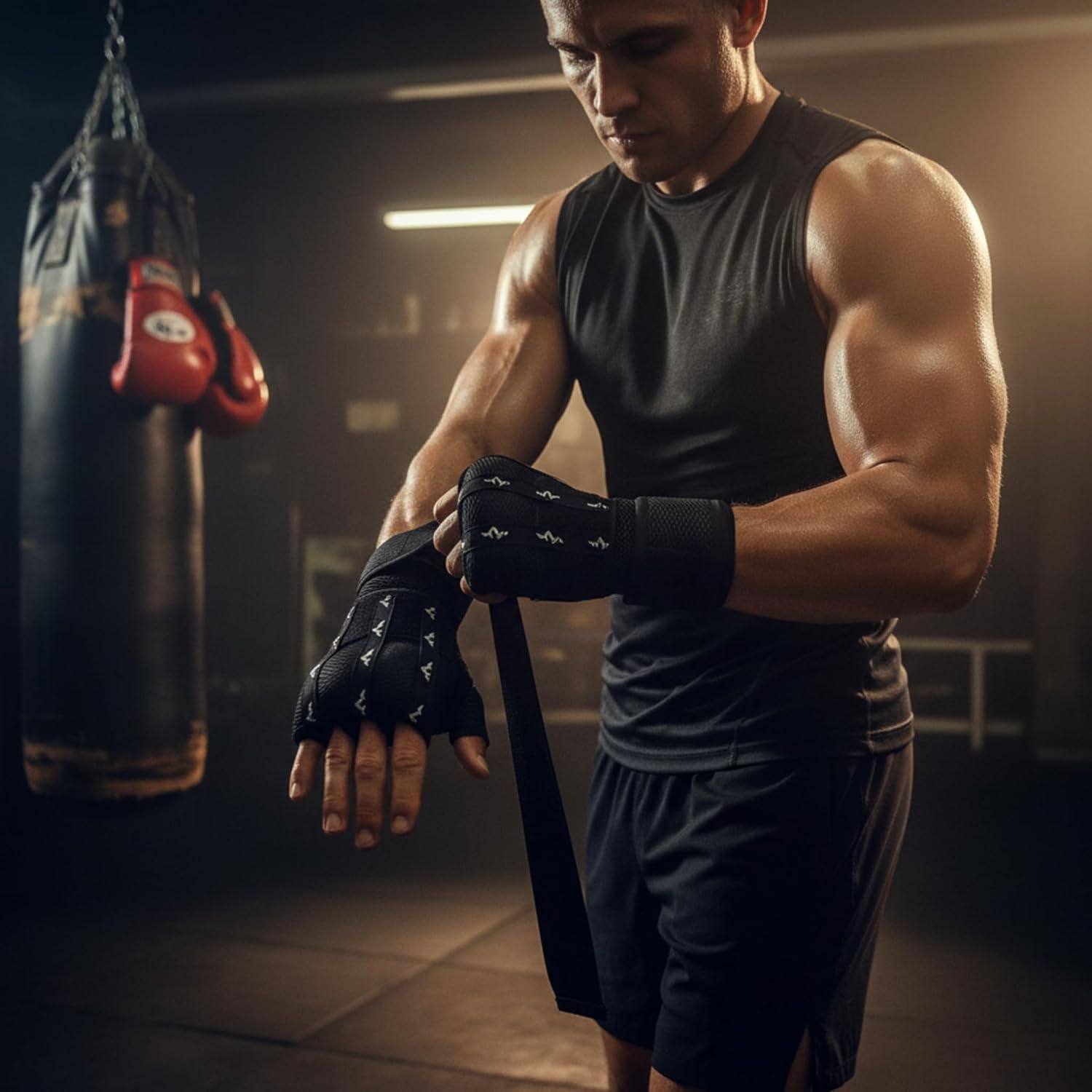 Bandage de Boxe Professionnel Ultra Rembourré avec Système d'enfilage Rapide