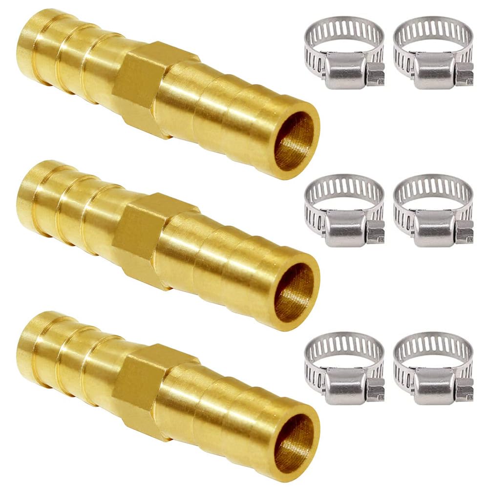 Joywayus Brass Hose Barb 1/2" ID Hose Fitting,Hex Union Fitting Intersection/Split Brass Water/Fuel/Air