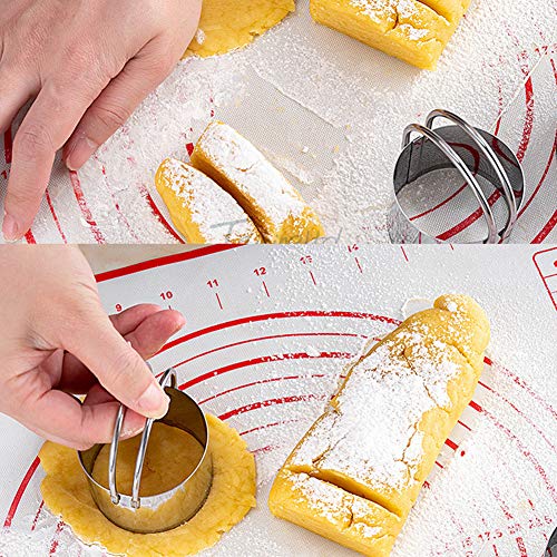Alltop 5 Pieces Circle Biscuit Cutter,Professional Stainless Steel Round Cookies Mold Tool With Ring Handle For Baking Pastry Doughnut #TOP3