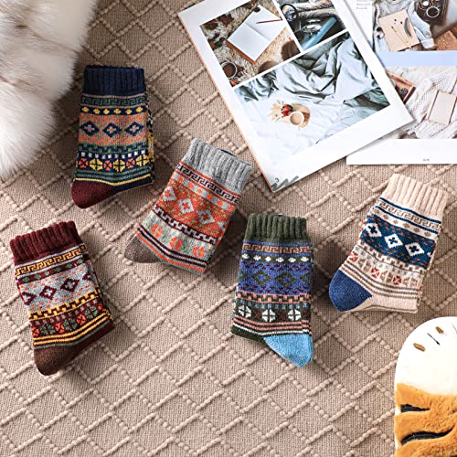 Wool Socks for Women - 5 Pairs Soft Cozy Knit Winter Warm Socks for Women Men2