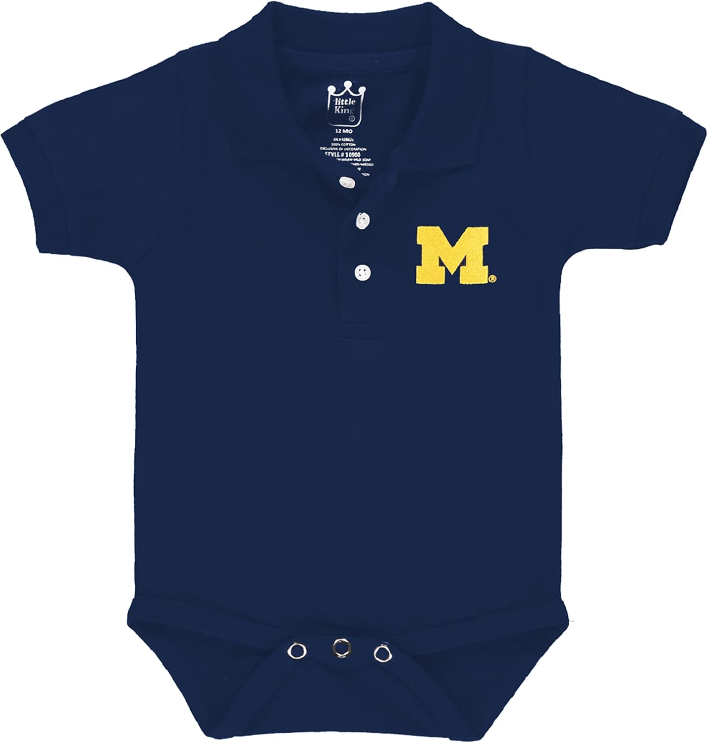 Little King NCAA Short Sleeve Polo Bodysuit Romper -Newborn and Infant Sizes : Sports & Outdoors