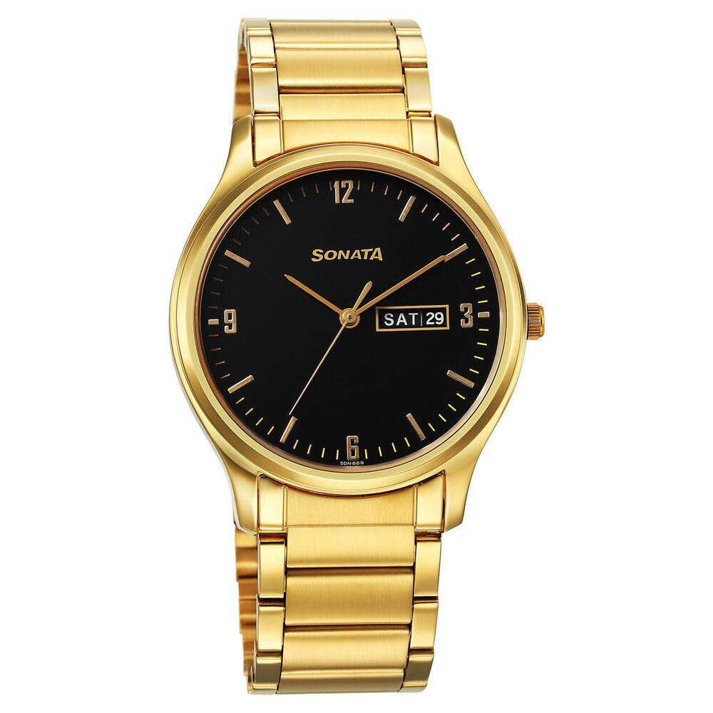 Fastrack Stainless Steel Sonata Black Dial Analog Watch for Men -77082Ym08, Yellow Band (B0C5N1L7GX) Amazon Price History, Amazon Price Tracker