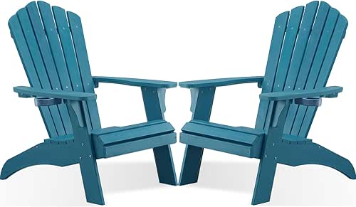 Adirondack Chairs Set of 2 with Cup Holder, Blue |