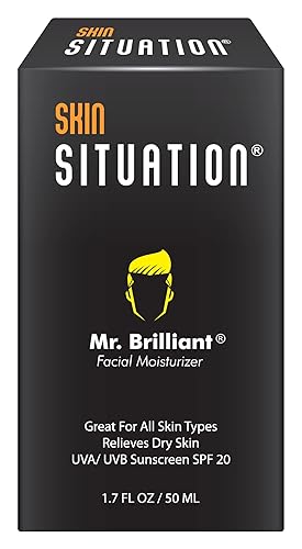Skin Situation Mr. Brilliant - Hidratante facial para hombre, hidratante absorbente de aceite facial con SPF 20, sin perfume, sin fragancia, para el