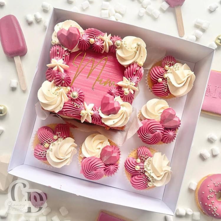 Bento Cake and Cupcake box, 5 Cupcake and 1 4-5in cake slot Sturdy- 10 Pack