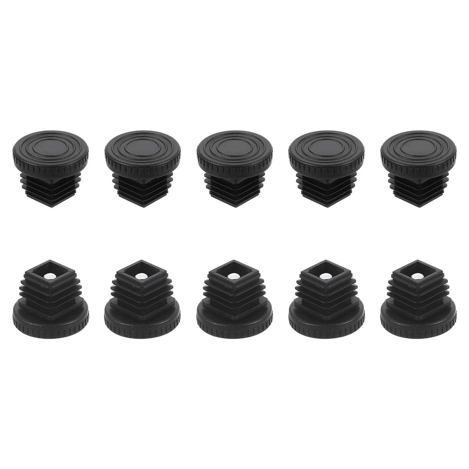 DTGN 25x25mm(LxW) Adjustable Leveling Feet - 10Set - Good for Furniture - Square Insert Kit Furniture Glide - Black