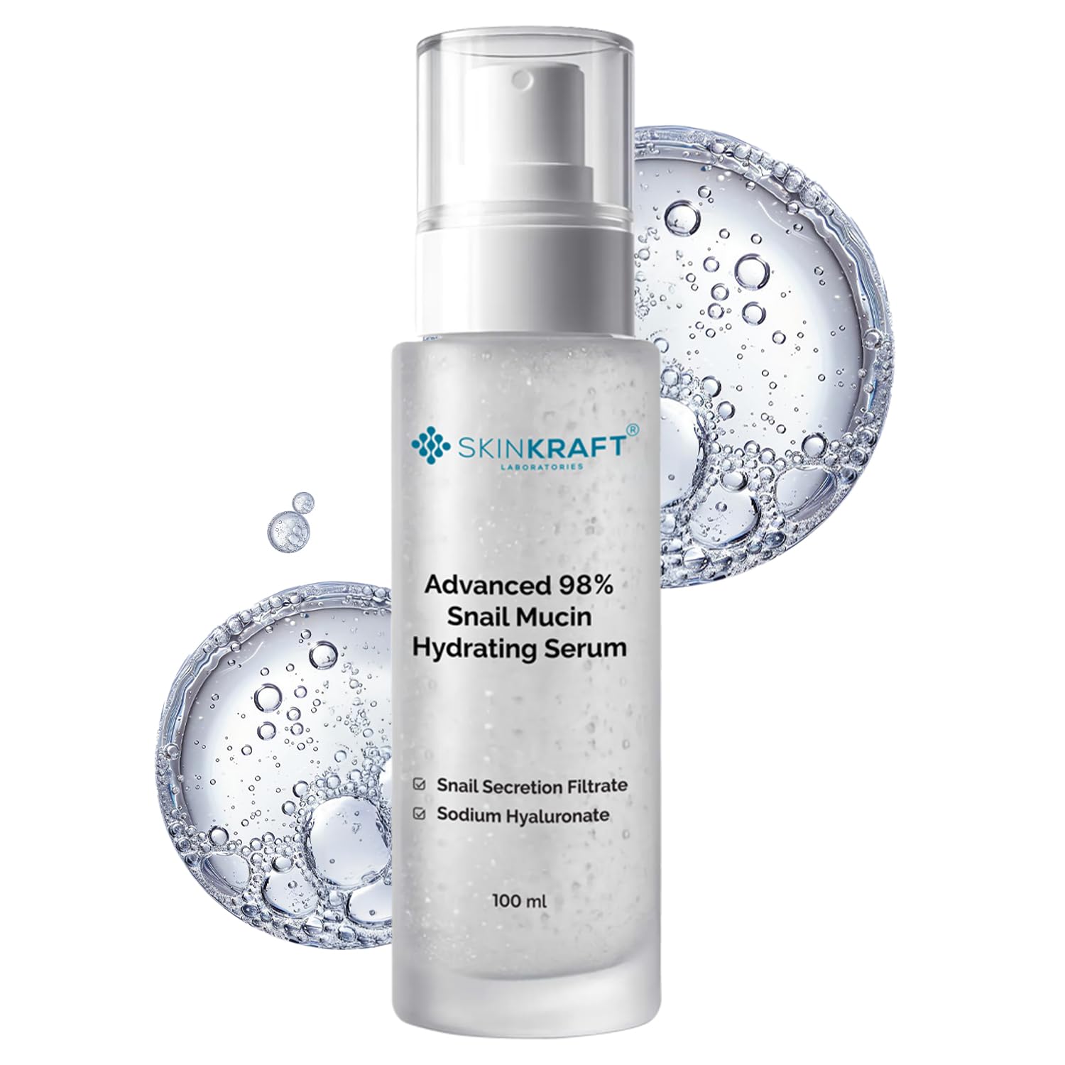 SkinKraft Advanced 98% Snail Mucin Serum – Korean Skincare Inspired Hydrating Serum for Plump, Smooth Skin – With Sodium Hyaluronate & Betaine – Lightweight, Fast-Absorbing Formula – 100ml