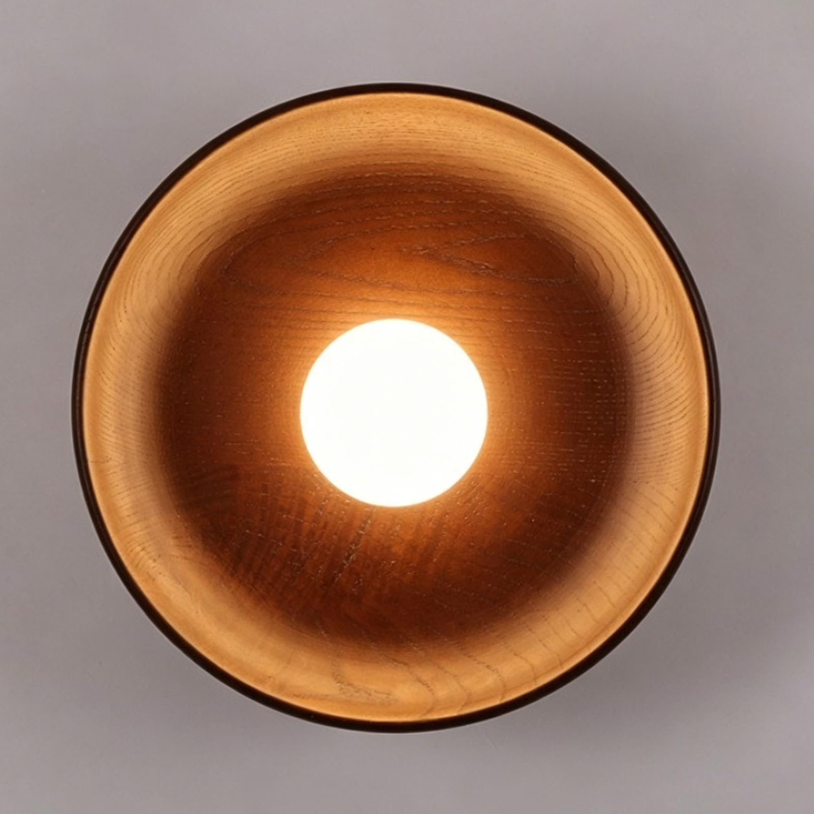 Minimalistische Wandleuchte aus Walnussholz, runder Globus, Glasschirm, festverdrahtete Wandleuchte, weiße Oberfläche, Innenwandbeleuchtung for Schlafzimmer, Nachttisch, Wohnzimmer(Walnut,28cm)