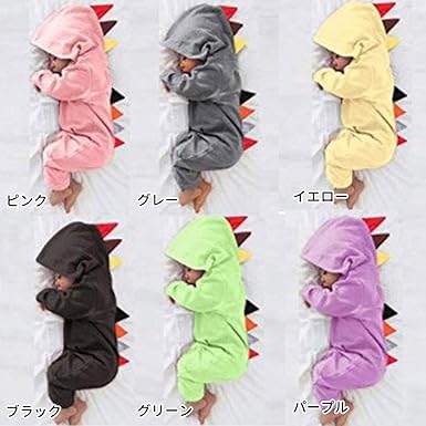 Amazon Co Jp かわいい 恐竜 ロンパース ベビー服 女の子 赤ちゃん服 幼児 子供服 男の子 フード付き 長袖 Lkd 03fba 服 ファッション小物
