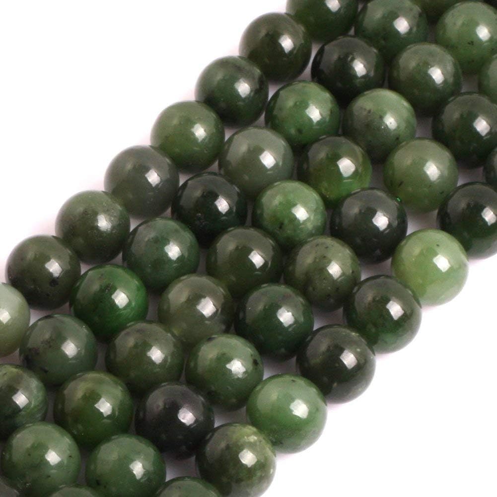GEM-Inside Natural 12mm Canadian Green Jade Jadeite Gemstone Loose Beads Round Handmade Beads for Jewelry Making