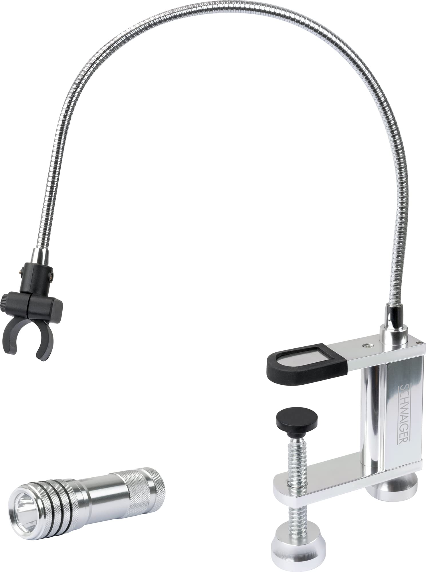 SCHWAIGER 658170 - Torcia elettrica per barbecue, luce da lavoro, a collo di cigno, a LED, girevole magneticamente