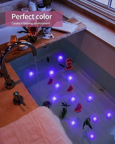 Miniatura 7 de SHYMERY Luz LED sumergible, color morado, impermeable, sin llama, velas de té, bajo el agua, funciona con pilas, luz de celebración de festivales de