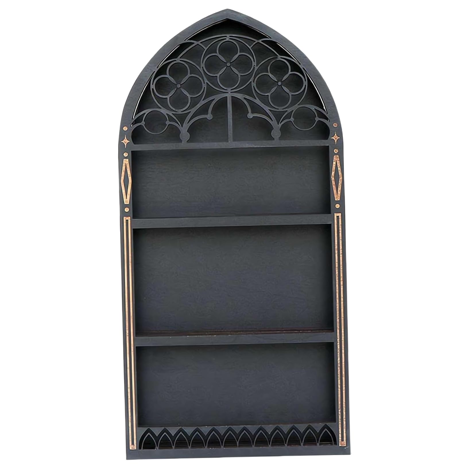 Suxdlan 15.7x7.8 Black Gothic Crystal Wall Shelf - Wooden Floating Shelf for Essential Oil Trinket