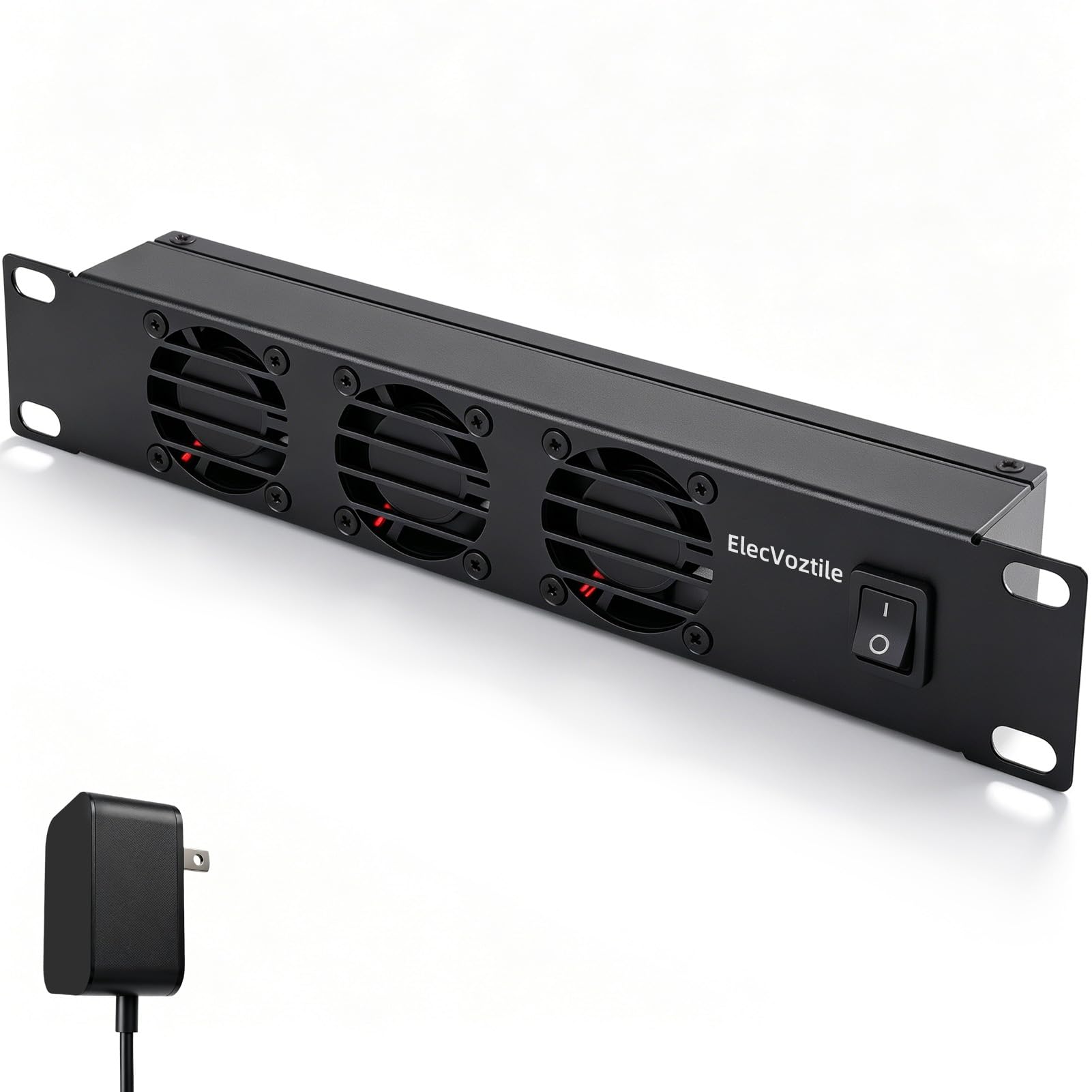 25,4 cm (10 Zoll) 1U Rack-Montage-Lüfterpanel mit Schalter, Metallgehäuse | 5-V-Adapter im Lieferumfang enthalten, 3-Lüfter, Abluftkühlung, passend für 25,4 cm Mini-Server-Rack