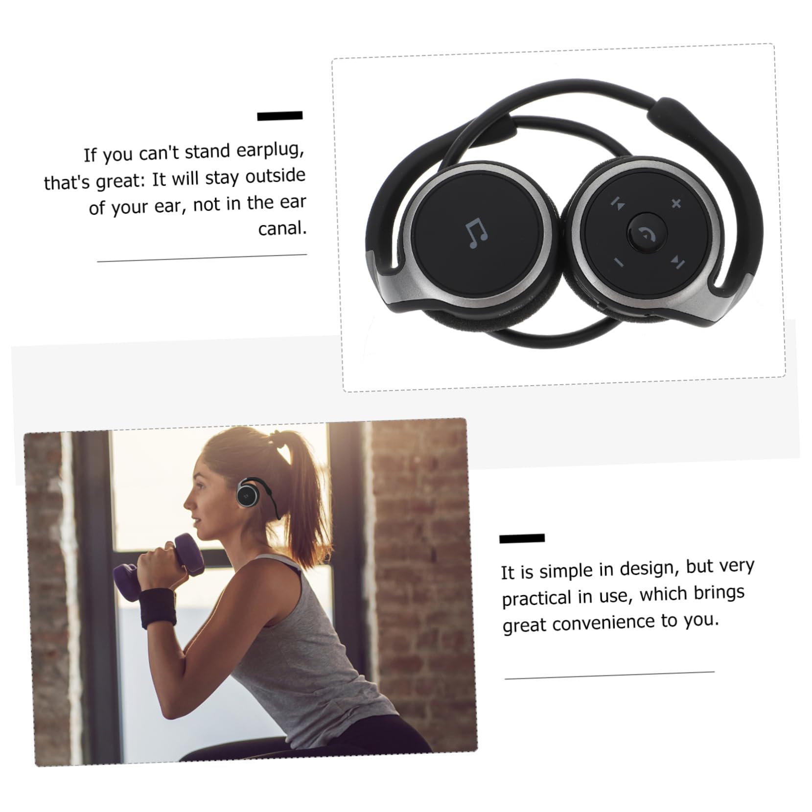 Housoutil Cuffie Sportive Wireless con Gancio per Orecchio Auricolari Insonorizzati per Chiamate Compatto e per Allenamenti e Attività All