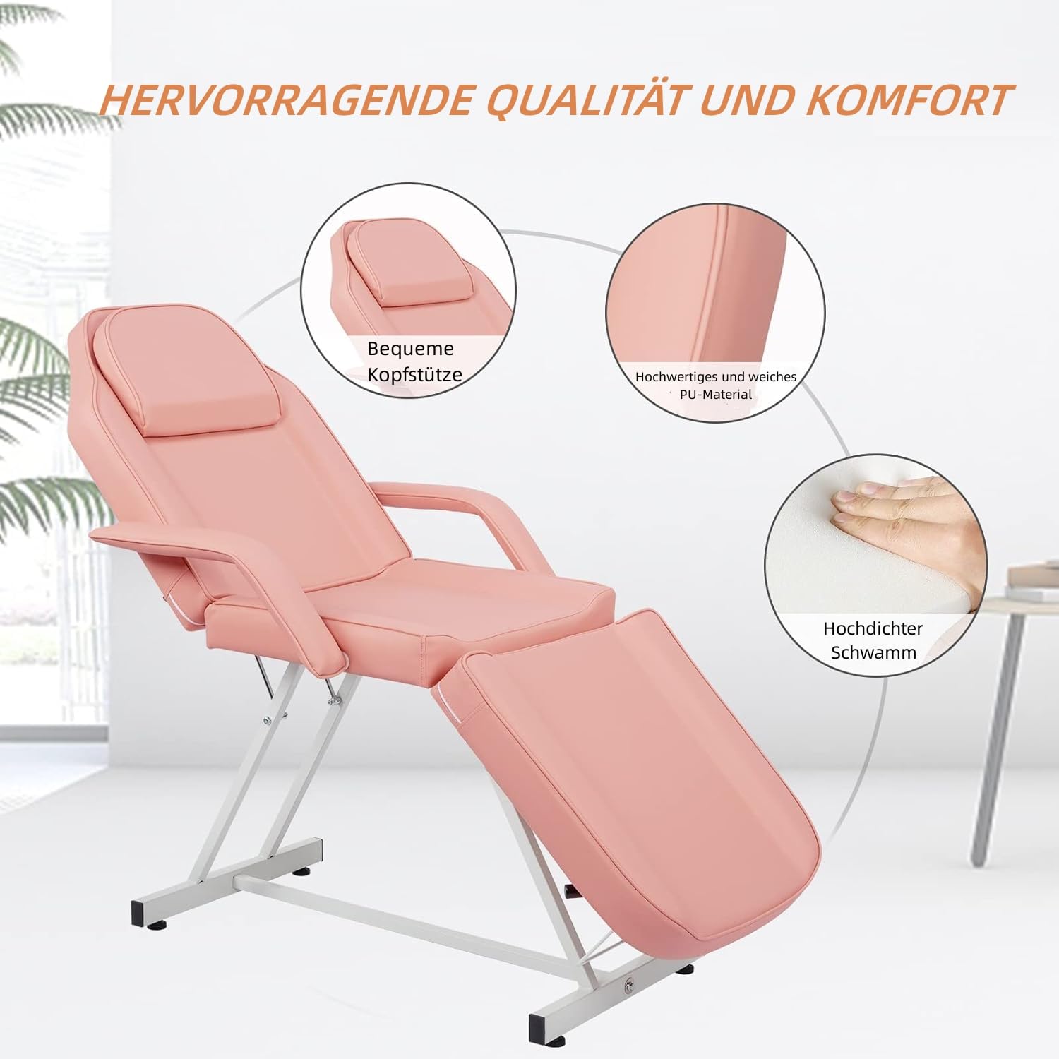 Table de massage pliable pour tatouages et cosmétiques Rose | Équipement de beauté professionnel multifonction pour salon de spa