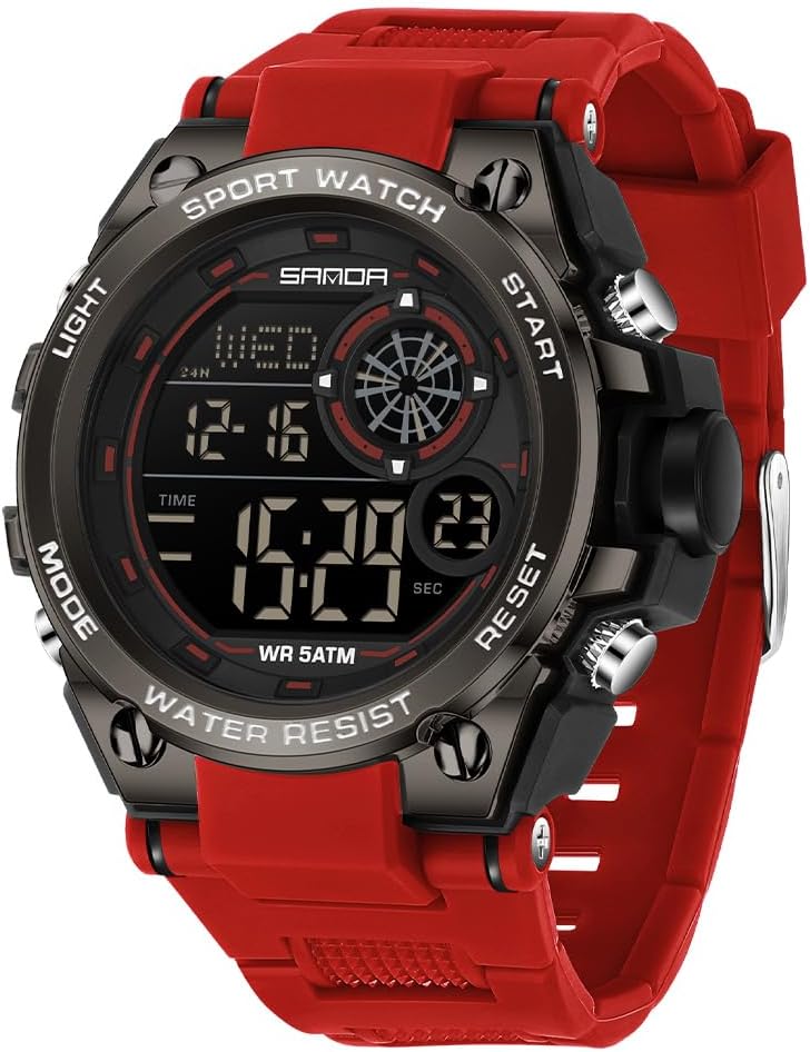 Mens Fashion Military Multifunction Digital Watches 50M Water Resistant Electronic LED Backlight Sports Watch Unisex Outdoor Sport Watch